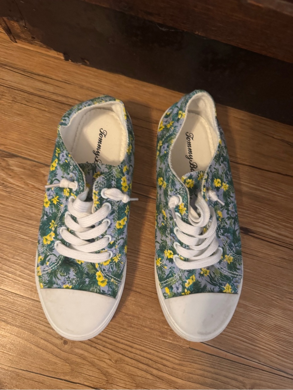 Tommy Bahama Green Floral Canvas Sneakers with Yellow Flowers